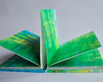 Handmade Green and Yellow Concertina Notebook