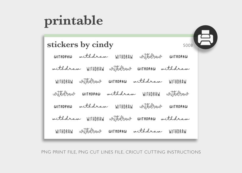 S008 Withdraw Script Stickers Bank Withdrawal Cash Envelopes Etsy Espa a