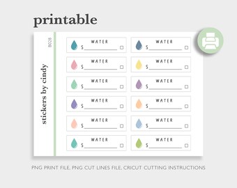 Water Bill Due Printable Stickers - Erin Condren Planner