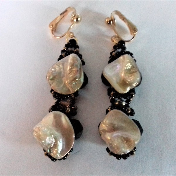 Boucles d'oreilles clips pendantes coquillages