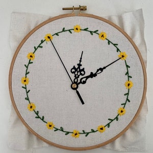 Beautiful Flower Clock Embroidery - Clock Handmade Room Decoration, Birthday Gift and more