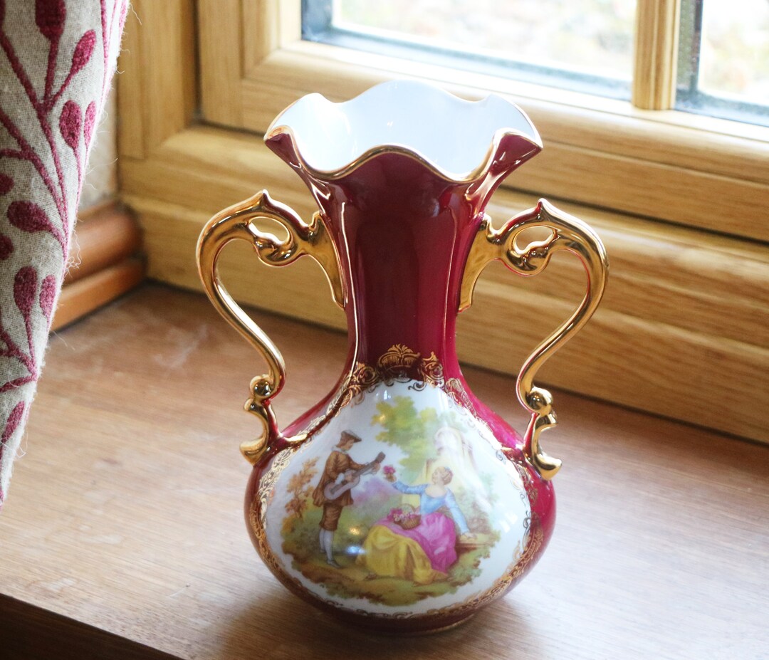 Vintage Limoge Vase 'la Reine' French Decorative Etsy