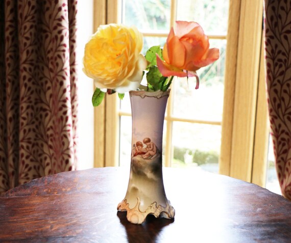 Antique Flower Vase Austrian With Cherub Decoration Etsy