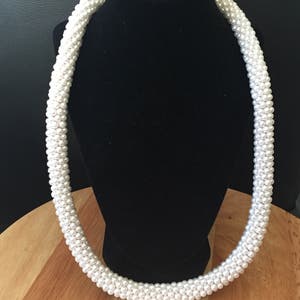 Crochet pearl rope necklace