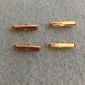 10pcs Brass Slide On End Clasp Tubes,  Slider End Caps, Golden, 19.5x4mm, Hole: 1~2mm, tube is 3/4 of an inch long