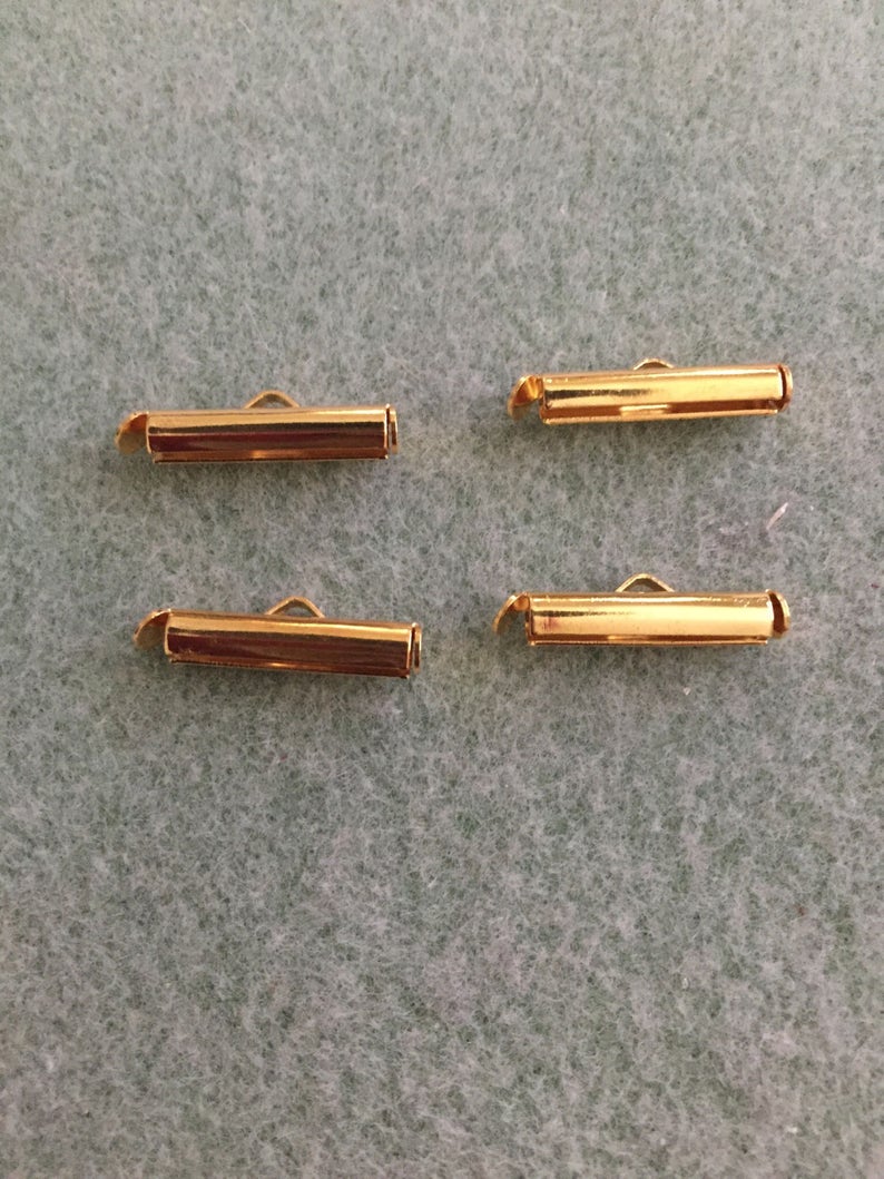 10pcs Brass Slide on End Clasp Tubes Slider End Caps Golden Etsy