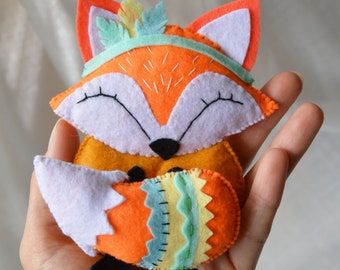 READY TO SHIP Foxy Felt Toy Woolen toy Plush Fox Nursery decor Baby shower Felt Toy for kids  Woodland Indian Fox Wild Felt Animal