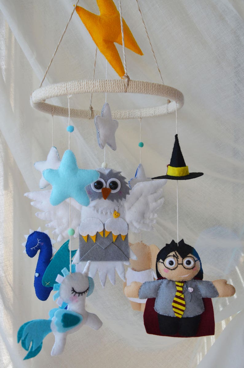 Baby Mobile Owl Dobby Dragon Unicorn Felt Image 0