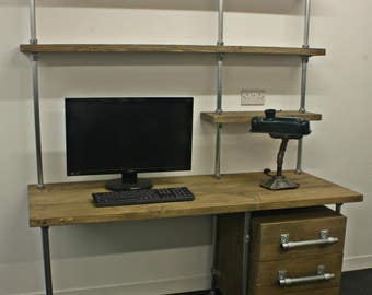office desk industrial design reclaimed scaffolding board desk shelf and 3 drawer unit office desk with shelf46 desk
