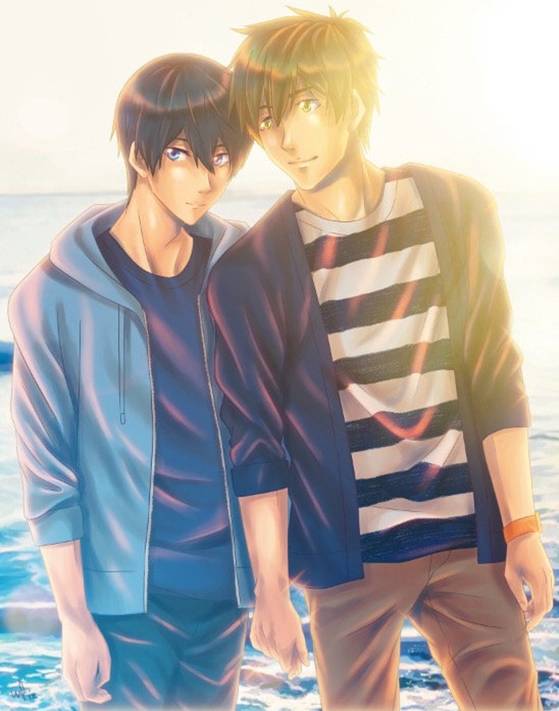 Gay Swimming Anime Childhood Best Friends Large Fanart Print Etsy