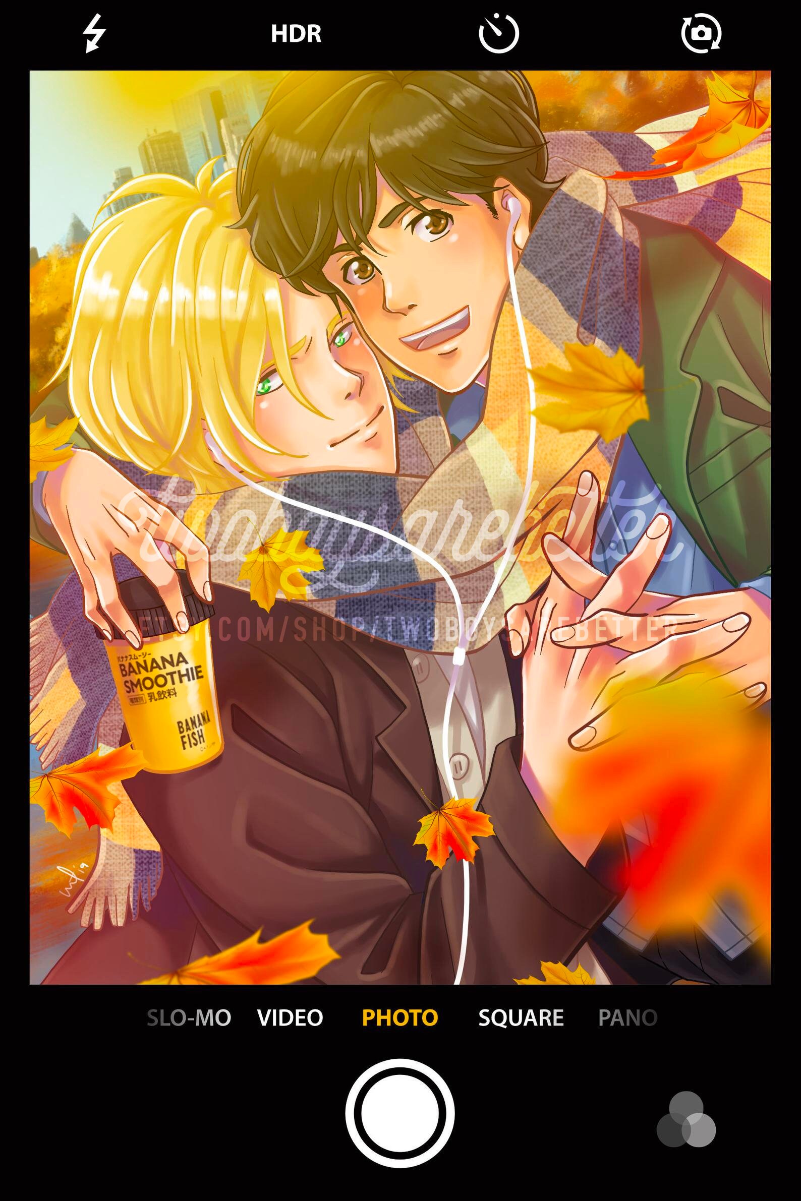 Banana Fish Ash X Eiji Fall Fanart Print Etsy
