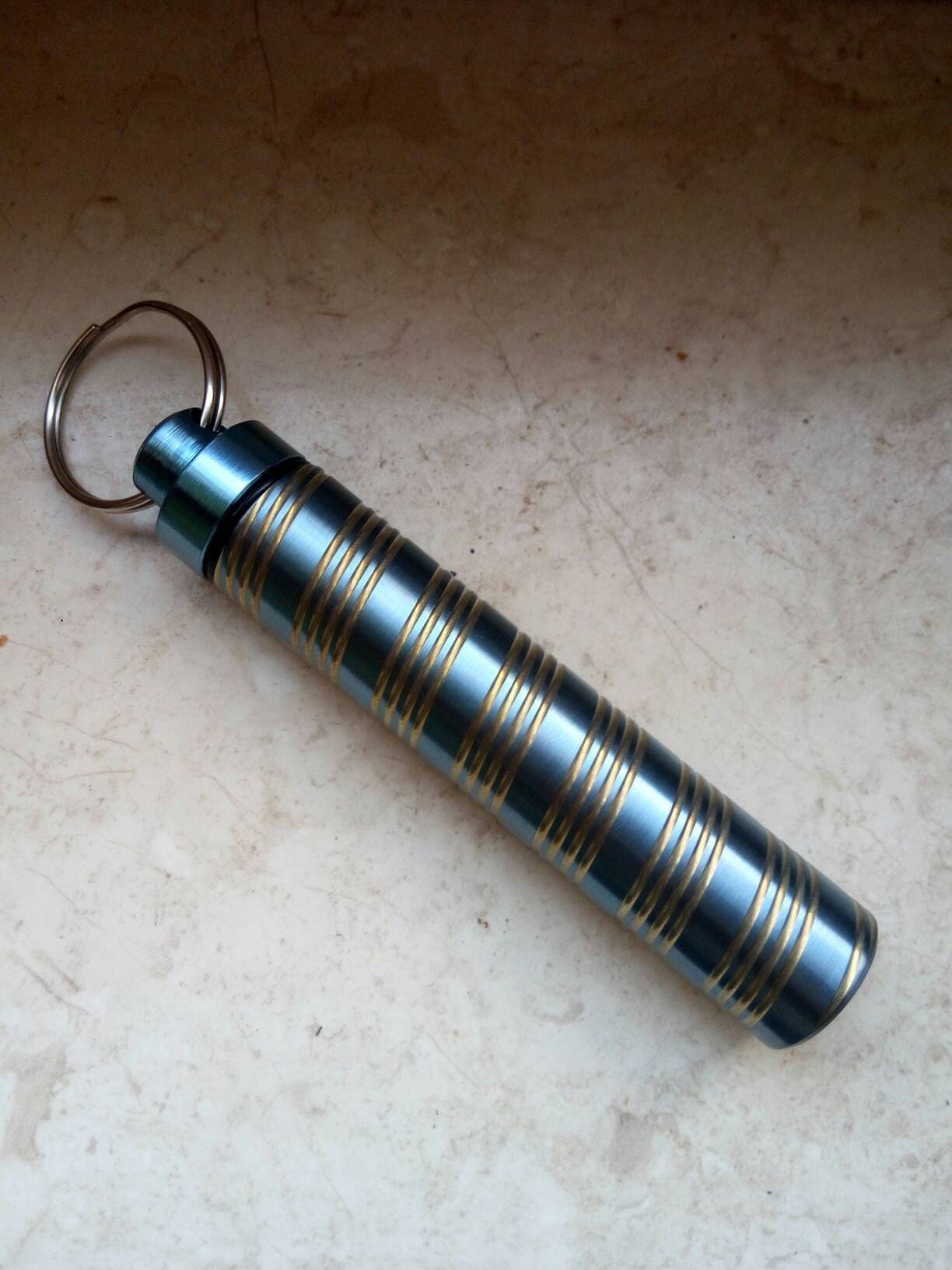 Gift for him Titanium cache Case Waterproof Storage Capsule EDC Keychain Survival Accessories