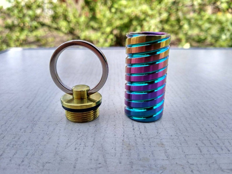 Cache Cases Titanium Cache Case, Waterproof Storage Capsule, EDC Keychain Survival ...