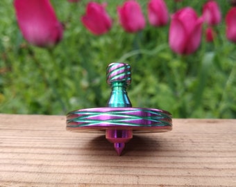 Spinning top, Brass and Titanium, Pocket Top, Spinning Desk Toy for your Collection