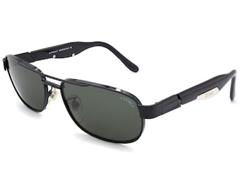 Sting Vintage Aviator-zonnebril: zwart metalen frame, made in Italy
