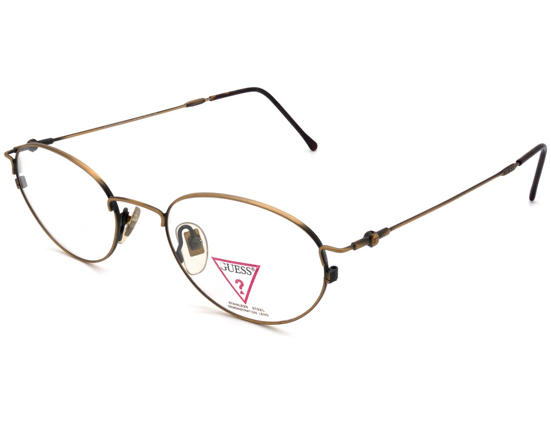 GUESS Vintage Eyeglasses, Made in Italy. Antique Gold Art Deco Glasses