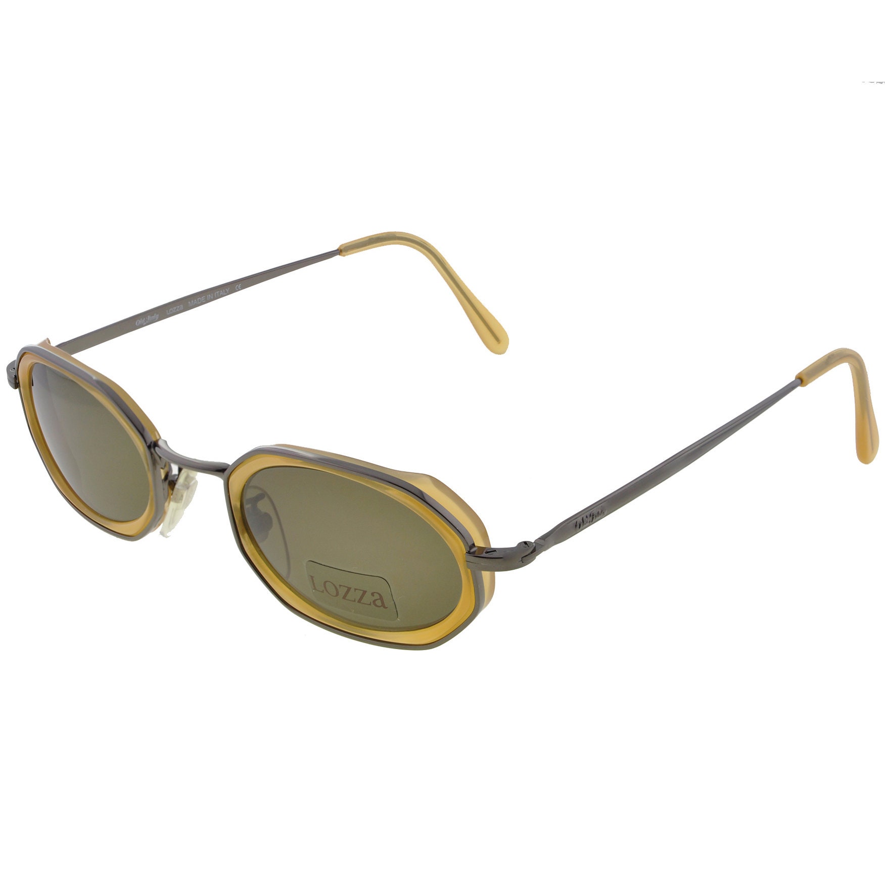 Lozza Vintage 80s Sunglasses: Italian Hexagonal Steampunk Shield