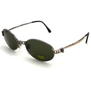 Vintage Sting Sunglasses: 90s Italian Gunmetal Frame, Green Lens