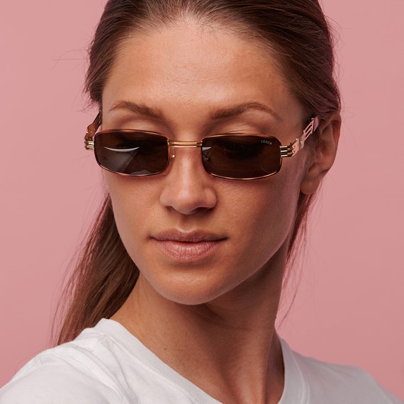 Gold rectangular sunglasses by Lozza, made in Ita… - image 5
