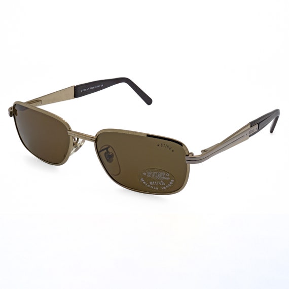 Sting Rectangular Vintage Sunglasses With Spring Hinges, Made in