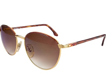 Tullio Abbate Vintage Sunglasses: Gold Tortoise Round Frames, 80s Italian Eyewear