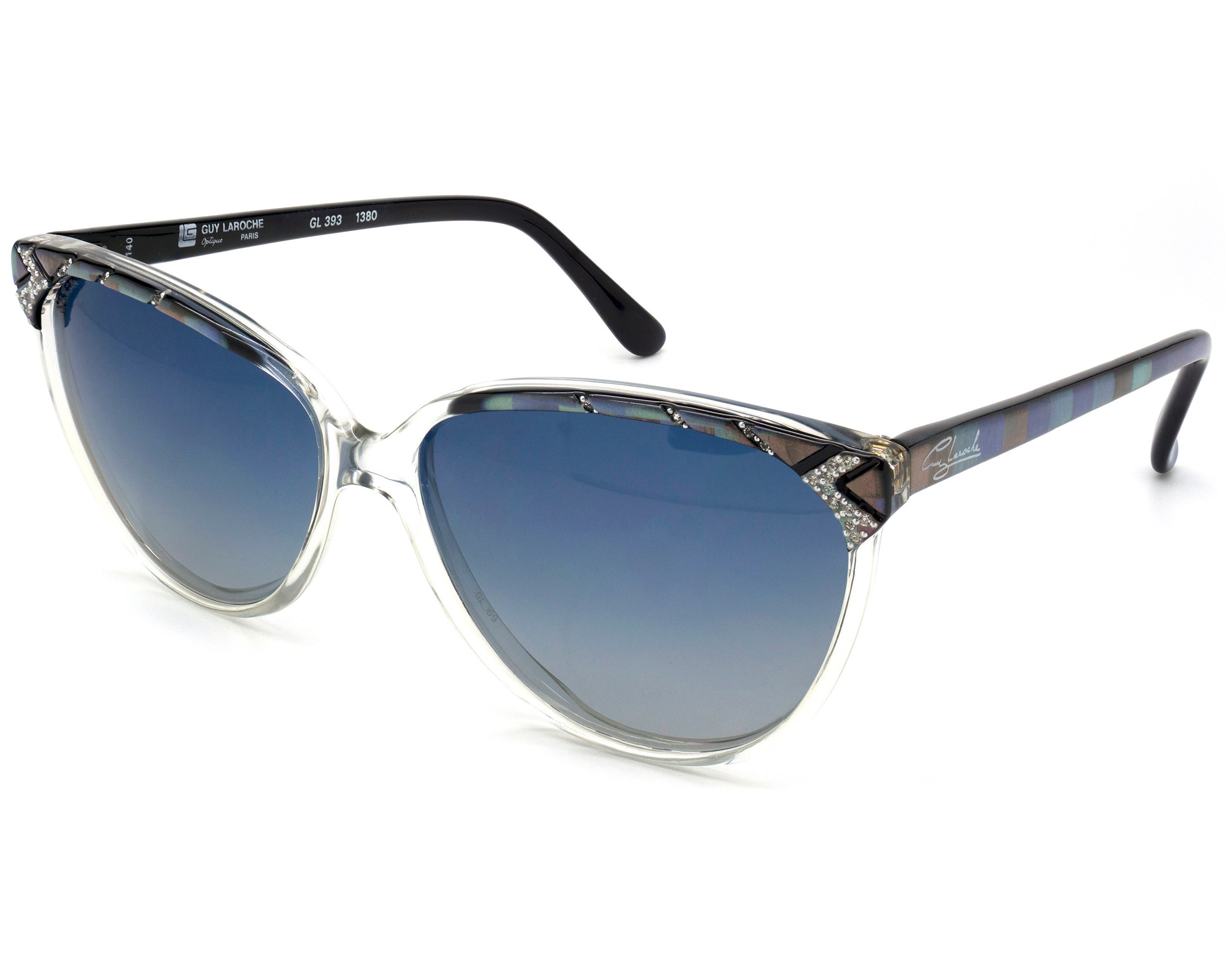 Guy Laroche Vintage Sunglasses Pearl Clear Cat Eye Made In France NOS Guy Laroche Vintage Sunglasses Pearl Square Cat Eye Made In  main image 2