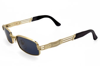 Lozza Golden Rectangular Sunglasses, Made in Italy - Etsy display picture 2