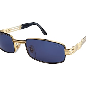 Vintage Sunglasses 80s by Lozza, made in Italy. Gold/Black rectangular sunglasses - 100% original classic vintage eyewear, mint condition