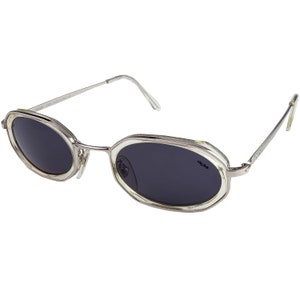 Lozza sunglasses vintage, made in Italy. Clear hexagonal victorian sunglasses 80s
