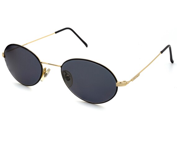 Vintage Tullio Abbate Sunglasses: Oval Gold/black Rim, UV 