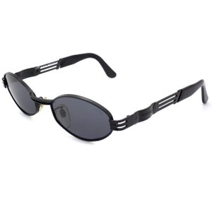 Lozza Vintage Sonnenbrille: 80s Sechseckiges Gestell, Schwarz Made in Italy
