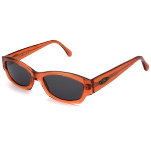 Sting Vintage Sunglasses: Peach Acetate Frame, Cat Eye Lenses