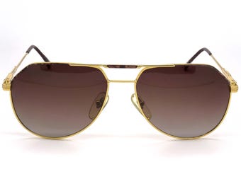 Tullio Abbate Vintage Aviator Sunglasses: 80s Gold Frame, Polarized Lenses