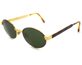 Old Florence vintage sunglasses, made in Italy. Gold oval sunglasses for men and women