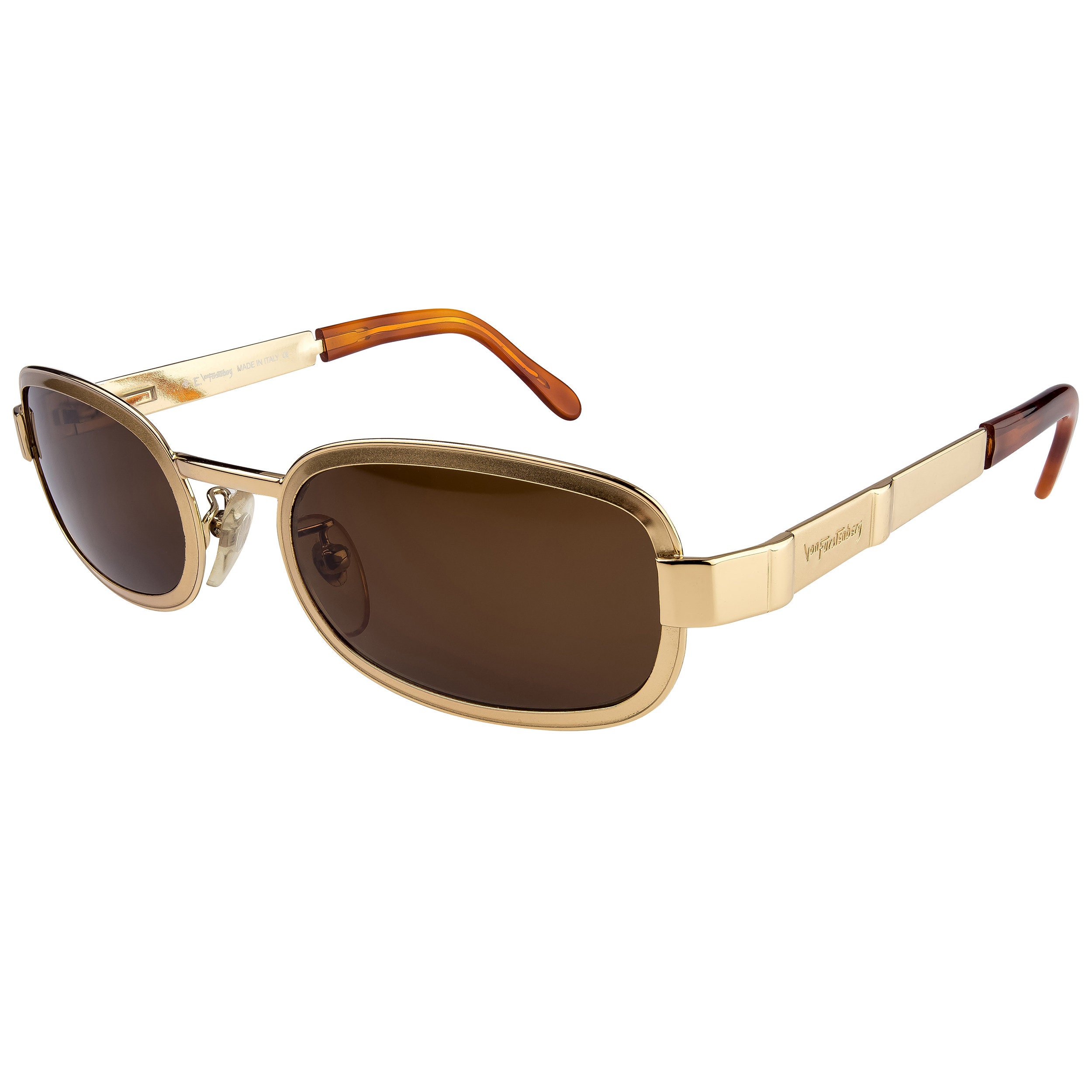 Egon Von Furstenberg Brown Oval Oversized Sunglasses Frames Only USA Vintage Sunglasses Oval Brown Gold Egon VON FURSTENBERG  main image 4