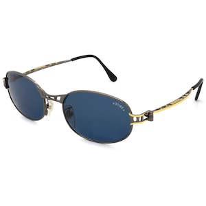 Oval vintage sunglasses by Sting, made in Italy. Gunmetal steampunk sunglasses for men and women, authentic, tagged