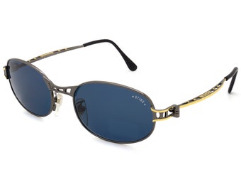 Vintage Sting Oval Sunglasses: Gunmetal Steampunk Style, Made in Italy
