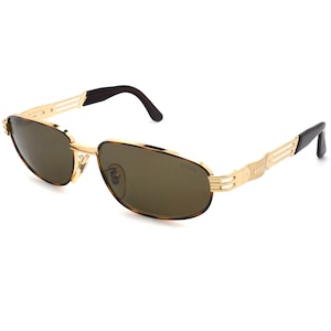 Lozza Vintage Sunglasses 80s: Gold Rectangular Frames, Made in Italy