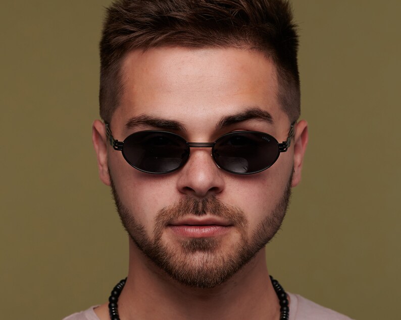 Black Oval Vintage Sunglasses Made in Italy by Lozza. Classic Etsy