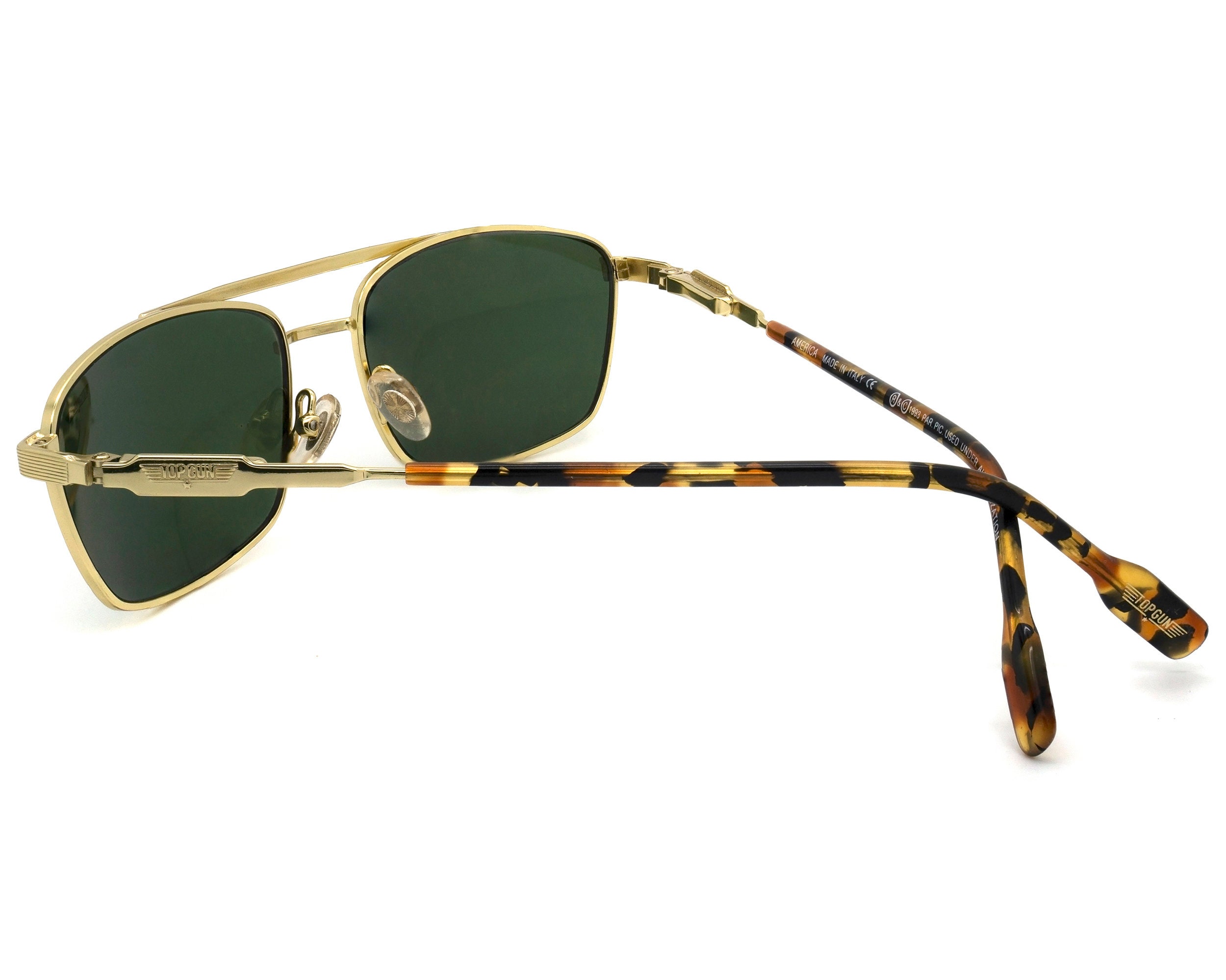 Rectangular vintage sunglasses by Top Gun, Italy Mens Classic Mobster Rimless Metal Frame Rectangle Mafia  main image 2
