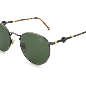 Vintage 90s Dylan Beverly Hills Sunglasses: Round Gunmetal Frame, Made in Italy