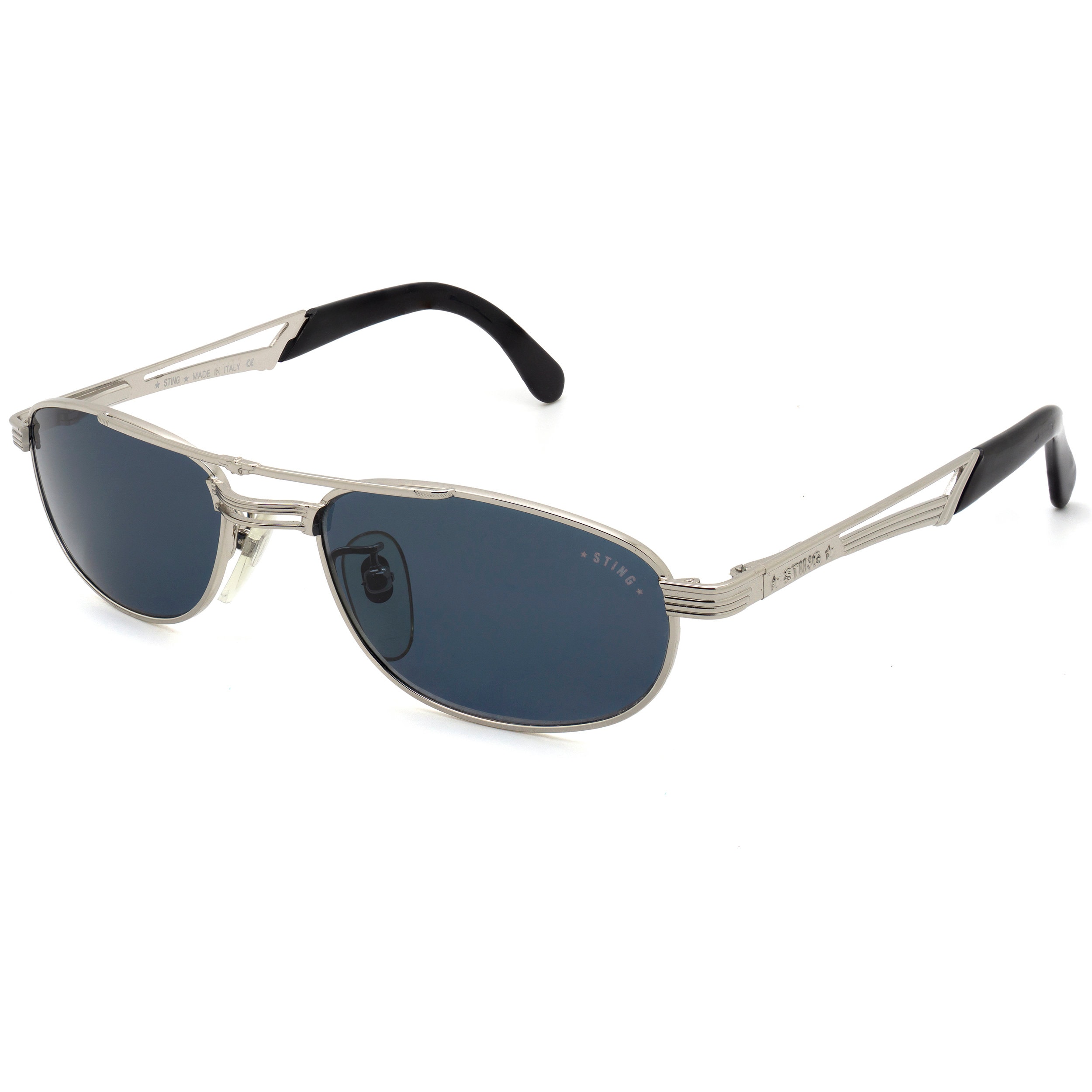 Vintage Sting Aviator Sunglasses: 80s Italian Silver Brow Bar