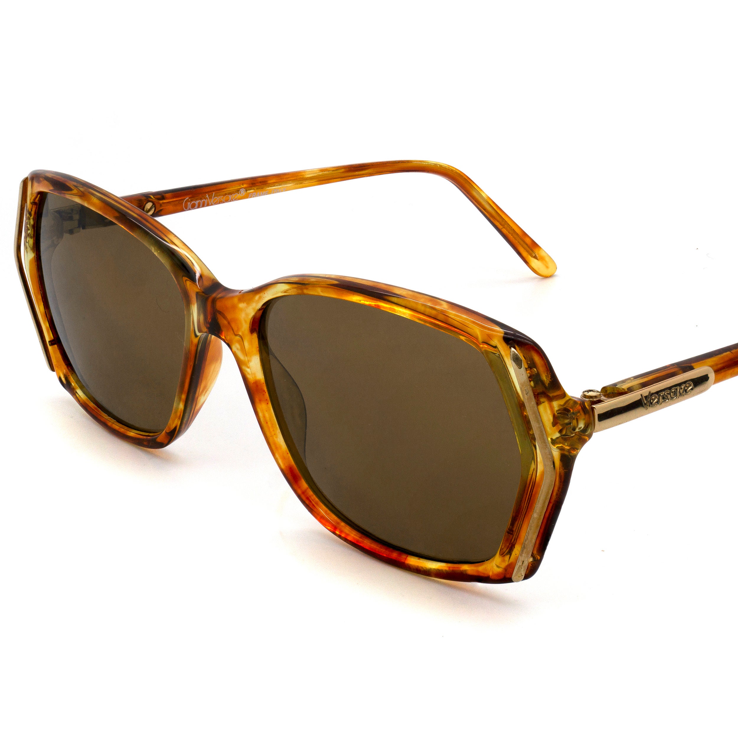Versace vintage brown tortoiseshell women’s sun glasses. NOS 1980s Unused Vintage Gianni Versace 810 798 womens  main image 2