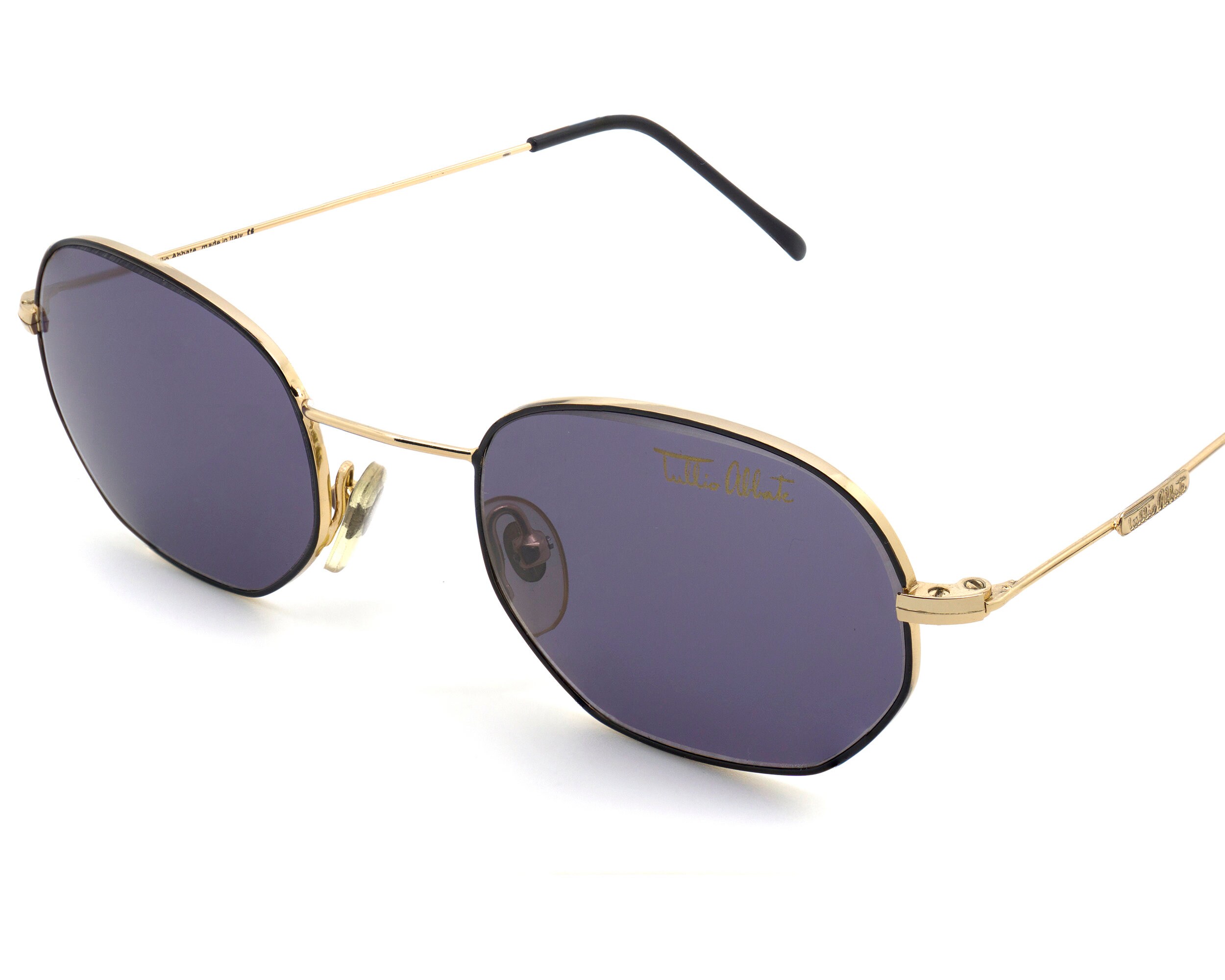 Oval vintage sunglasses by Tullio Abbate, Italy Tullio Abbate Vintage Sunglasses: Italian Hexagonal Gold  main image 3