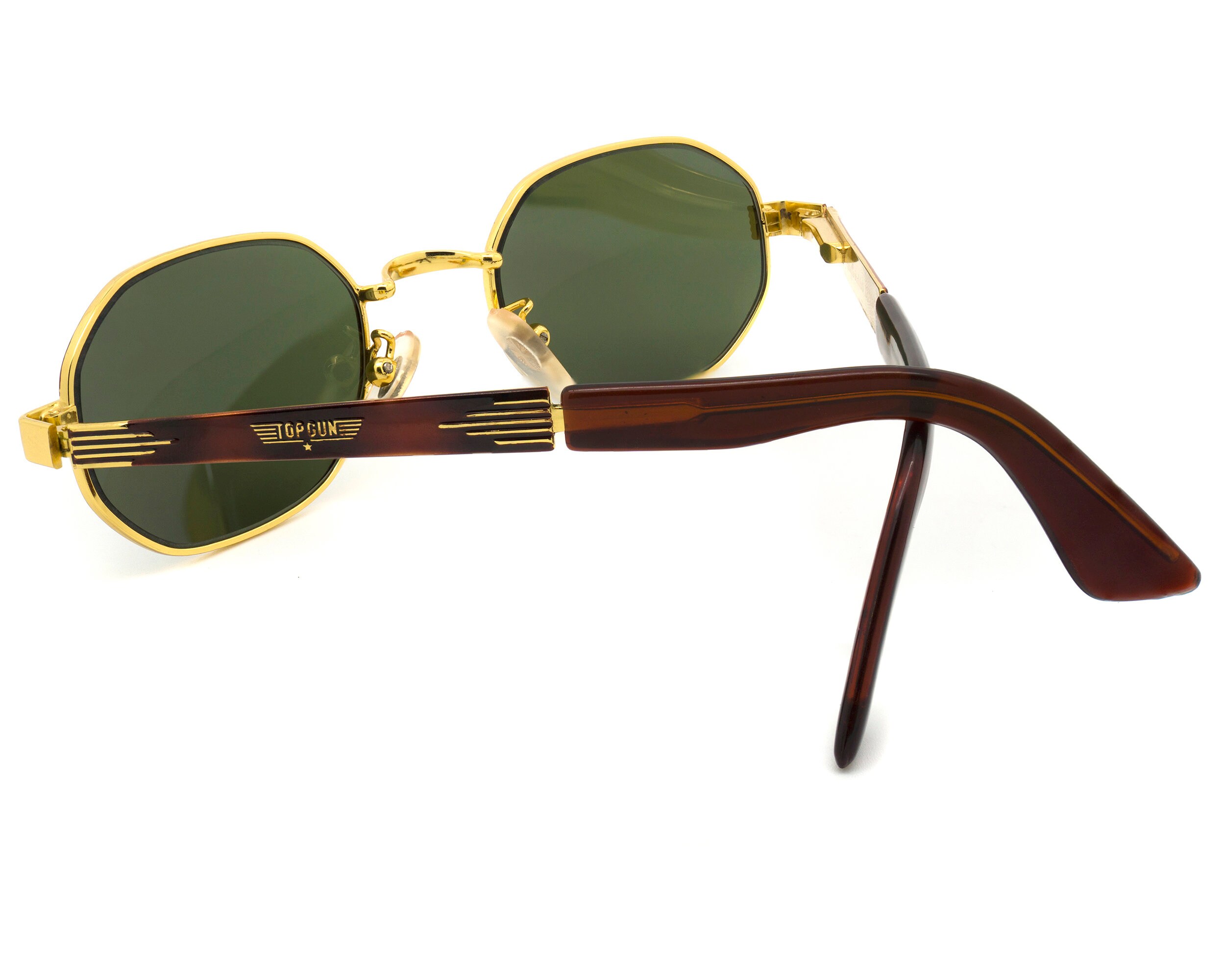 Top Gun Vintage Hexagonal Sunglasses, Gold Metal Frame, 90s  display picture 3