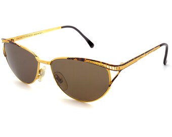 Simonetta Ravizza vintage sunglasses, made in Italy. Gold cat eye sunglasses 80s