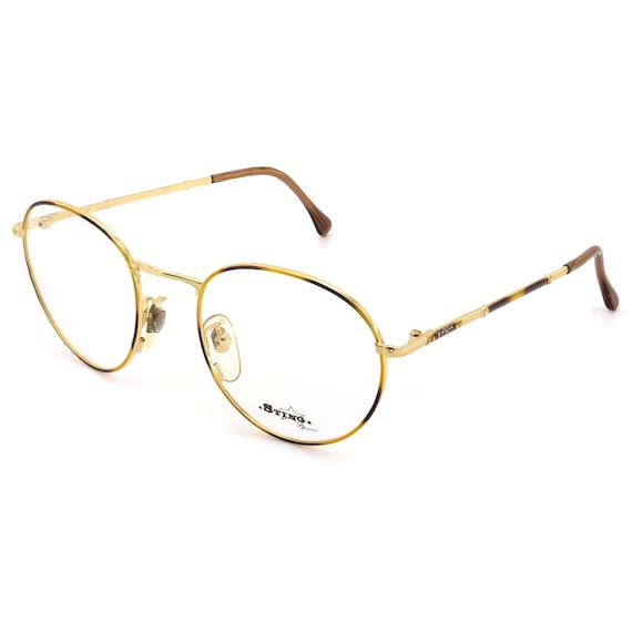 Round vintage eyeglasses by Sting, Italy Vintage Sting round vintage sunglasses 90s Sunglasses GOLD  main image 3