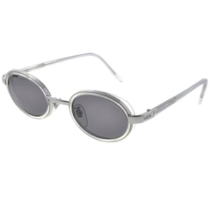 Vintage Lozza Sunglasses: Oval Silver Clear Shades, Made in Italy