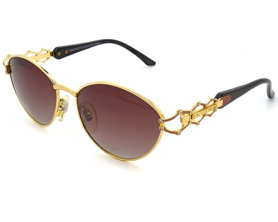 Oval vintage sunglasses by Simonetta Ravizza Simonetta Ravizza Vintage Sunglasses: 80s Gold Jewel Frame  main image 3