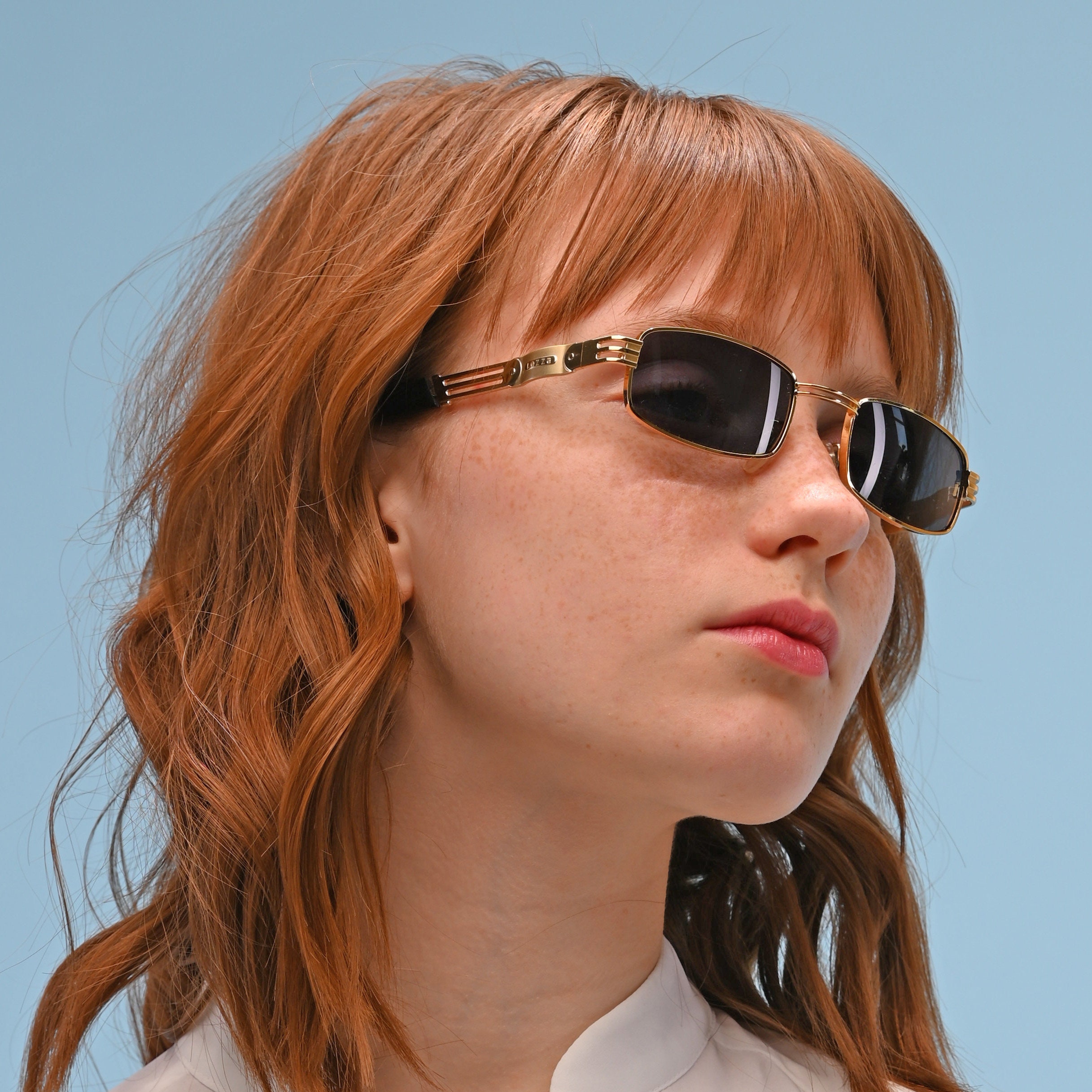 Lozza Golden Rectangular Sunglasses, Made in Italy - Etsy display picture 1